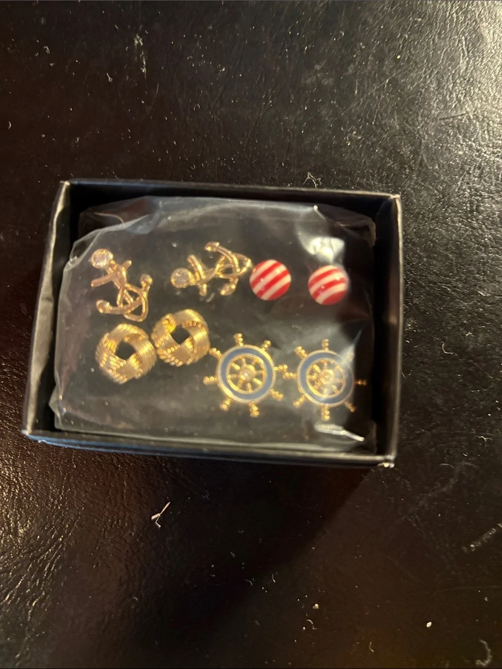 Avon Gold and Red Nautical Earring Set